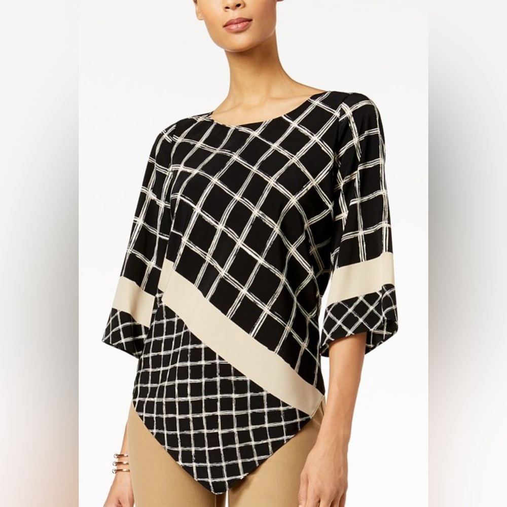 Alfani women's asymmetrical top in black and tan size L